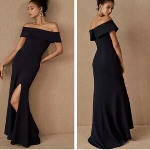 BHLDN Delice Off The Shoulder Evening Maxi Dress Black 8 LBD